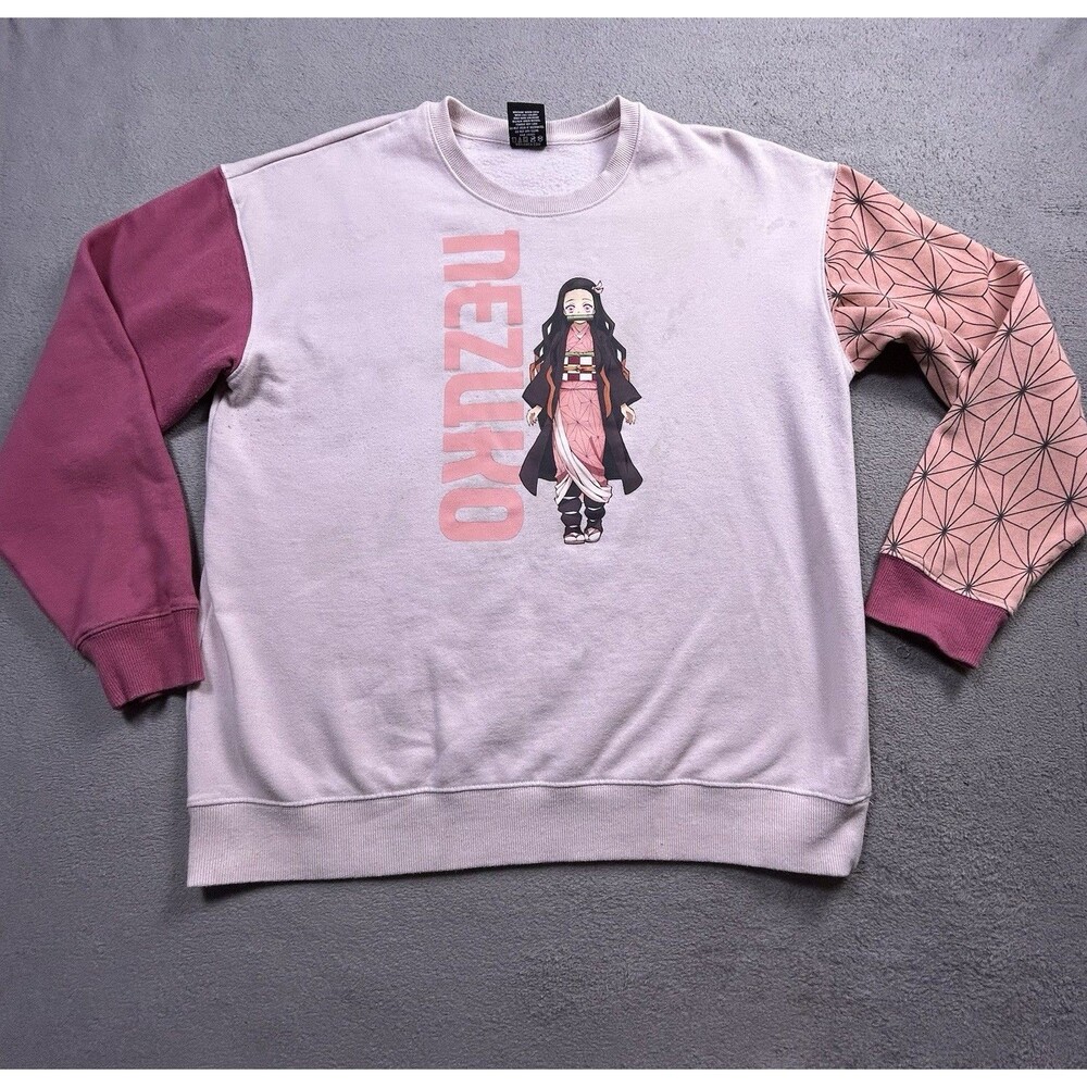 BoxLunch Demon Slayer Nezuko Sweatshirt Unisex XL Pink Colorblock Animecore
